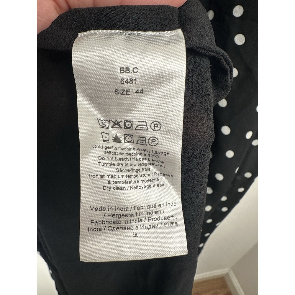 Ganni Polka Dot Crepe Midi Dress Size EU 44/US 14 Black Sheer Quiet Luxury - Picture 12 of 14